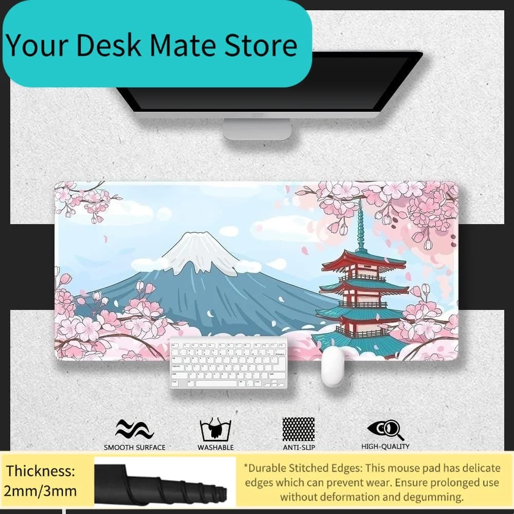 Mount Fuji with Cherry Blossoms Gaming Mouse Pad Waterproof Non-slip Desk Mat