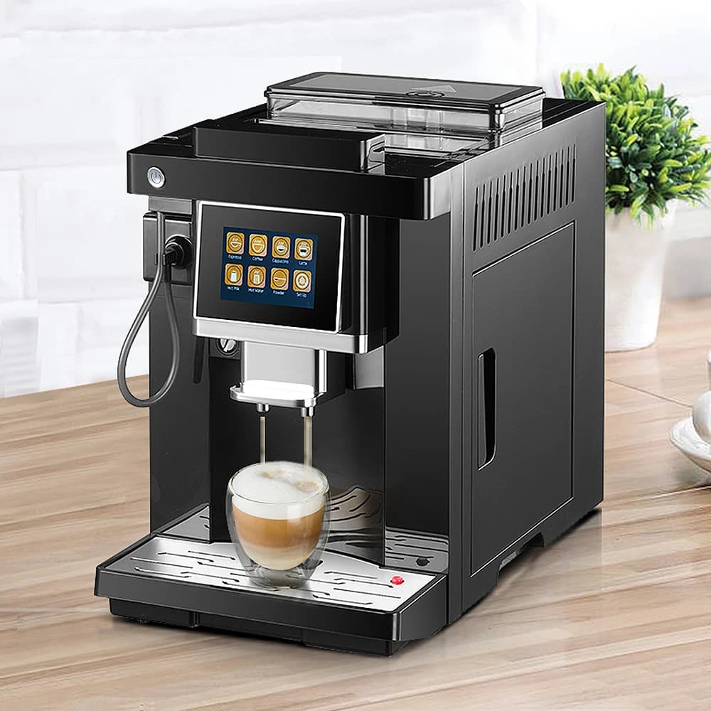 Macchina da Caffè Elettrica Completamente Automatica con Display a Colori TFT Bianca/Nera, Sistema Espresso e Infusione Commerciale per Uso Domestico