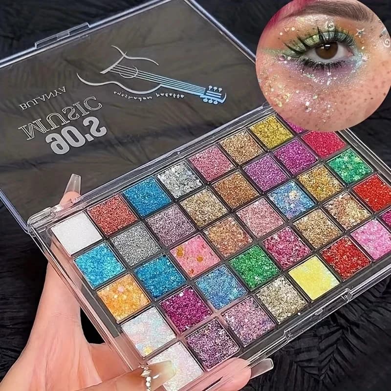 40 Colors Eyeshadow Palette - Matte & Glitter for Contour & Eye Makeup,Blendable Creamy Texture,Long-Lasting Natural Eye Makeup