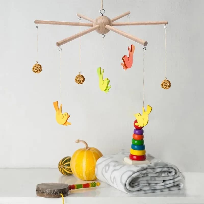 Baby Mobile Kit Frame DIY for Crib Decorative Natural Wooden Wind Chime Equipment Hanger for Infant Boy Girl Home Nursery