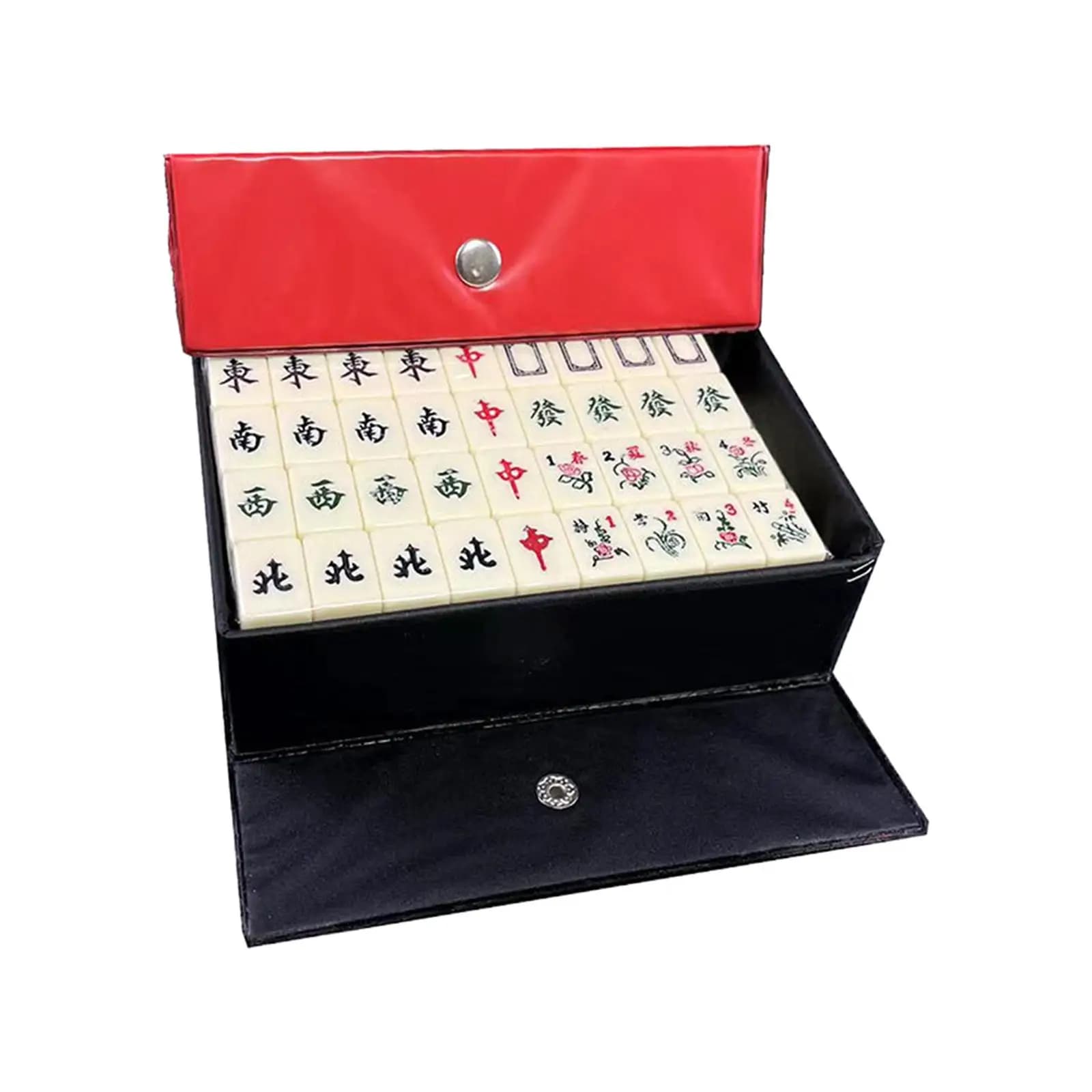Mahjong acrilico portatile da 144 piastrelle con custodia per il trasporto, amici per il tempo libero