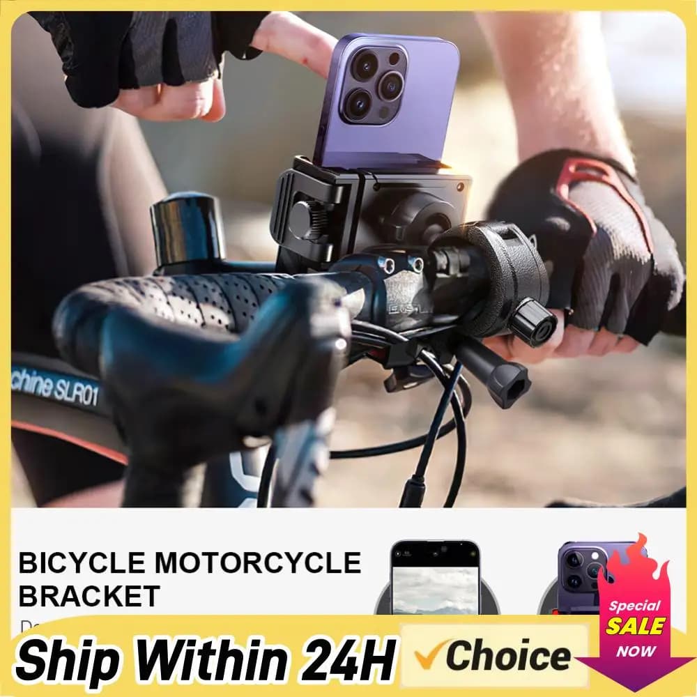 Supporto per Telefono da Moto in Metallo Antiurto, Supporto per Bicicletta con Regolazione a 360 Gradi per Smartphone da 4.7-7 Pollici