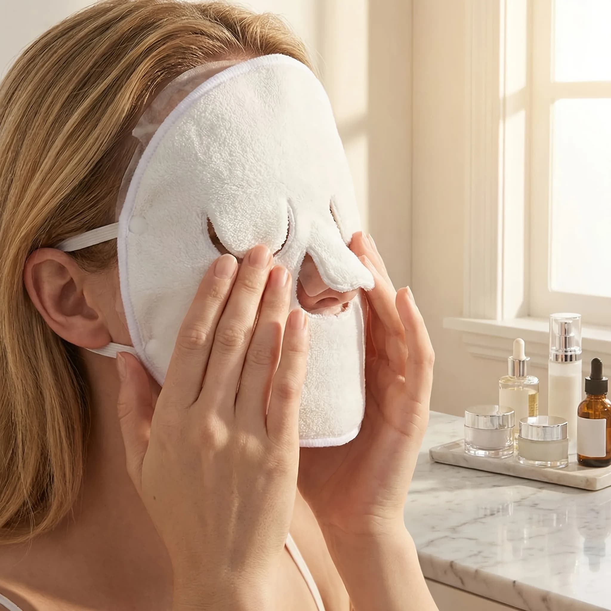 Cold and hot compress face towels, facial cleansing care, spa treatments, home and travel skincare accessories