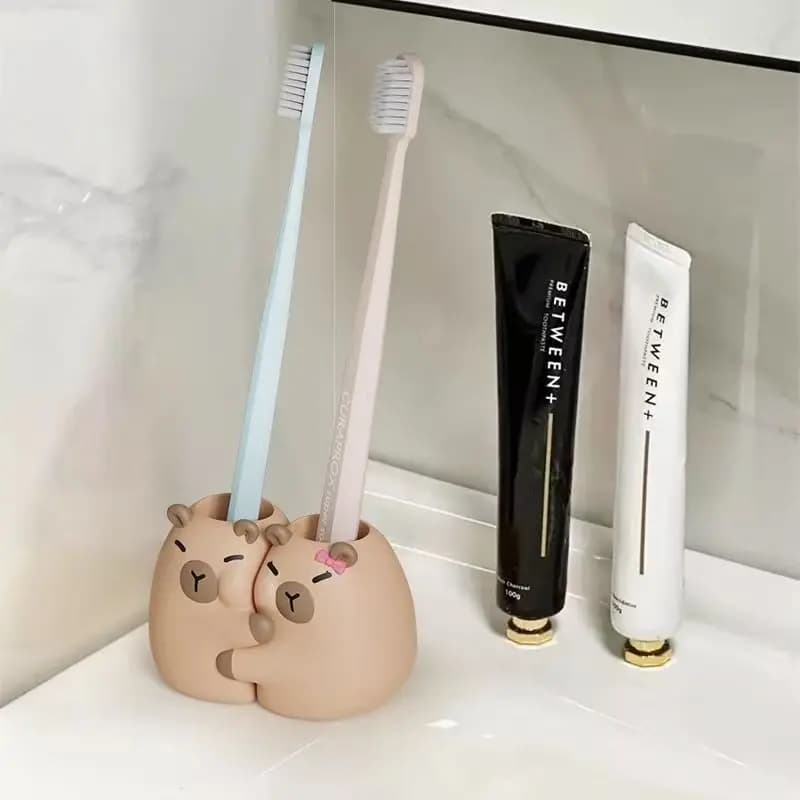 2 pezzi/set capibara portaspazzolino cornice base creativa per cartoni animati per coppia portaspazzolino scaffale portaoggetti articoli da toeletta per il bagno