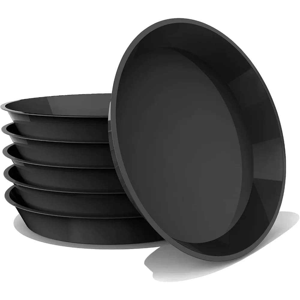 6 Pack Plastic Plant Saucers 4 6 8 10 12 14 16 18 20 22 Inch Flower Pot Tray Durable Pot Container Accessories for Indoor Outdoor Plants Black