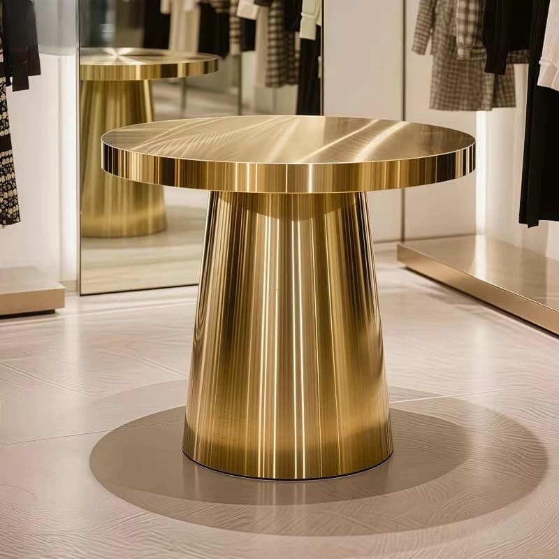 Tavolo Espositivo Nakajima per Negozio di Abbigliamento, in Acciaio Inox Titanio, Decorazione per Negozio di Fiori, Centro Commerciale, Negozio di Scarpe e Borse