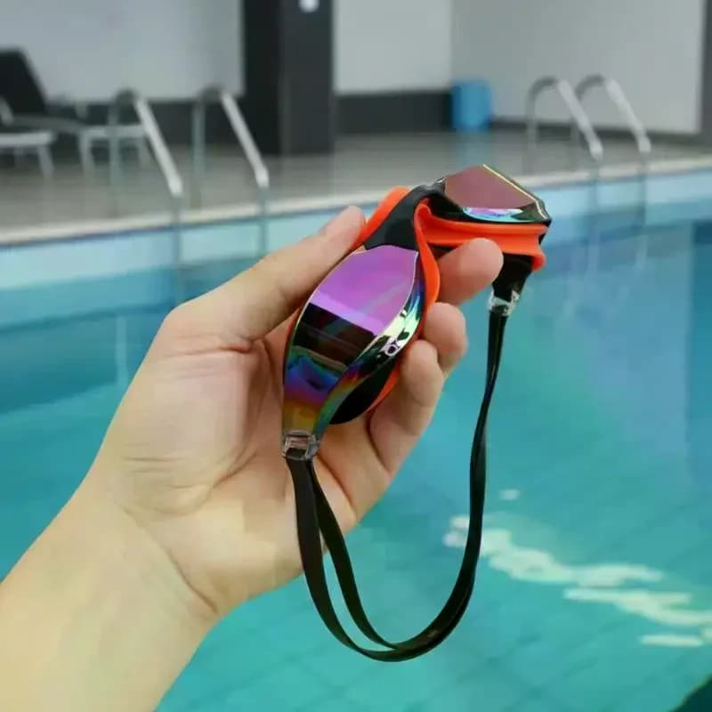 Occhialini da Nuoto Professionali per Adulti, Antinebbia Elettroplaccati, Resistenti ai Raggi UV, Design Anti-perdita per Competizioni e Allenamenti