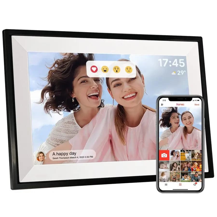 Cornice Digitale WiFi Frameo da 10 Pollici, Cornice Fotografica Elettronica HD IPS Touch Screen 1280x800 32GB, Montabile a Parete Smart Cloud Sli