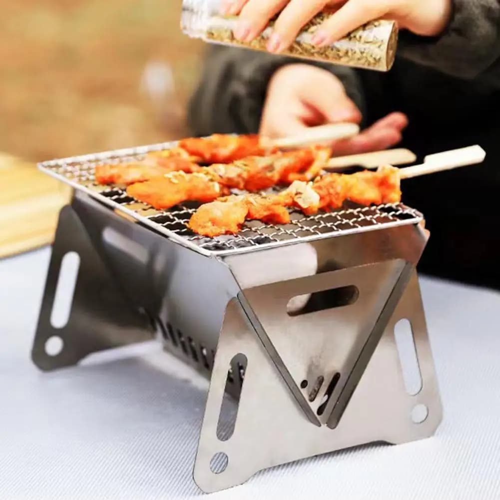 Portable Outdoor Grill Folding Barbecue Stove Portable Stainless Steel Charcoal Grill Heavy Duty Foldable Barbecue Stove