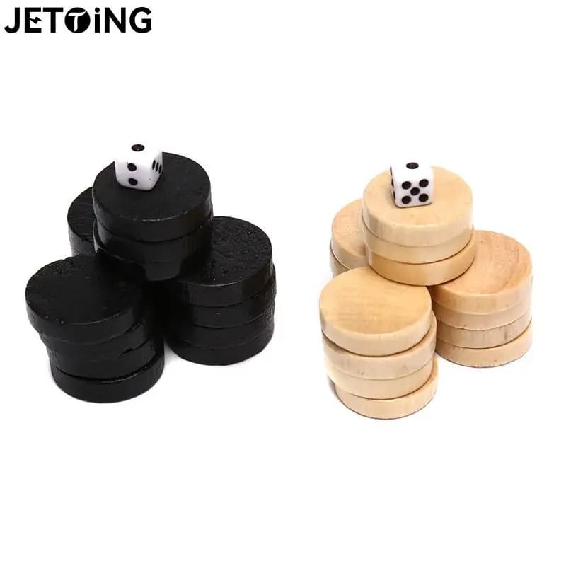 30pcs bozze di legno dama Backgammon pezzi degli scacchi per bambini gioco da tavolo 2 dadi giochi da tavolo quotidiani giochi di intelligenza intrattenimento