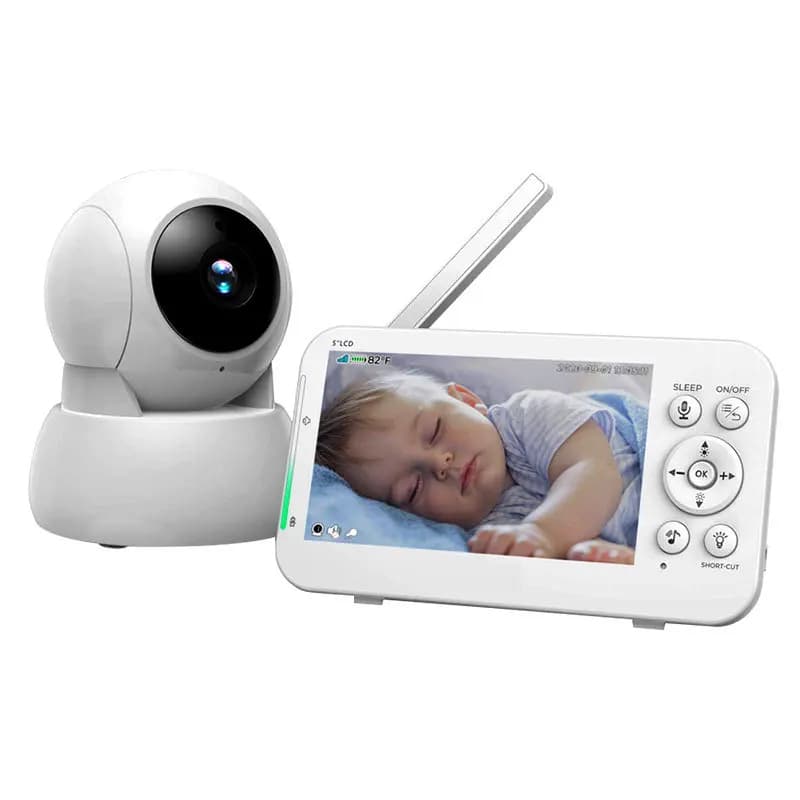 Baby monitor multifunzione con batteria sovradimensionata da 5 pollici ad alta definizione con testa tremante