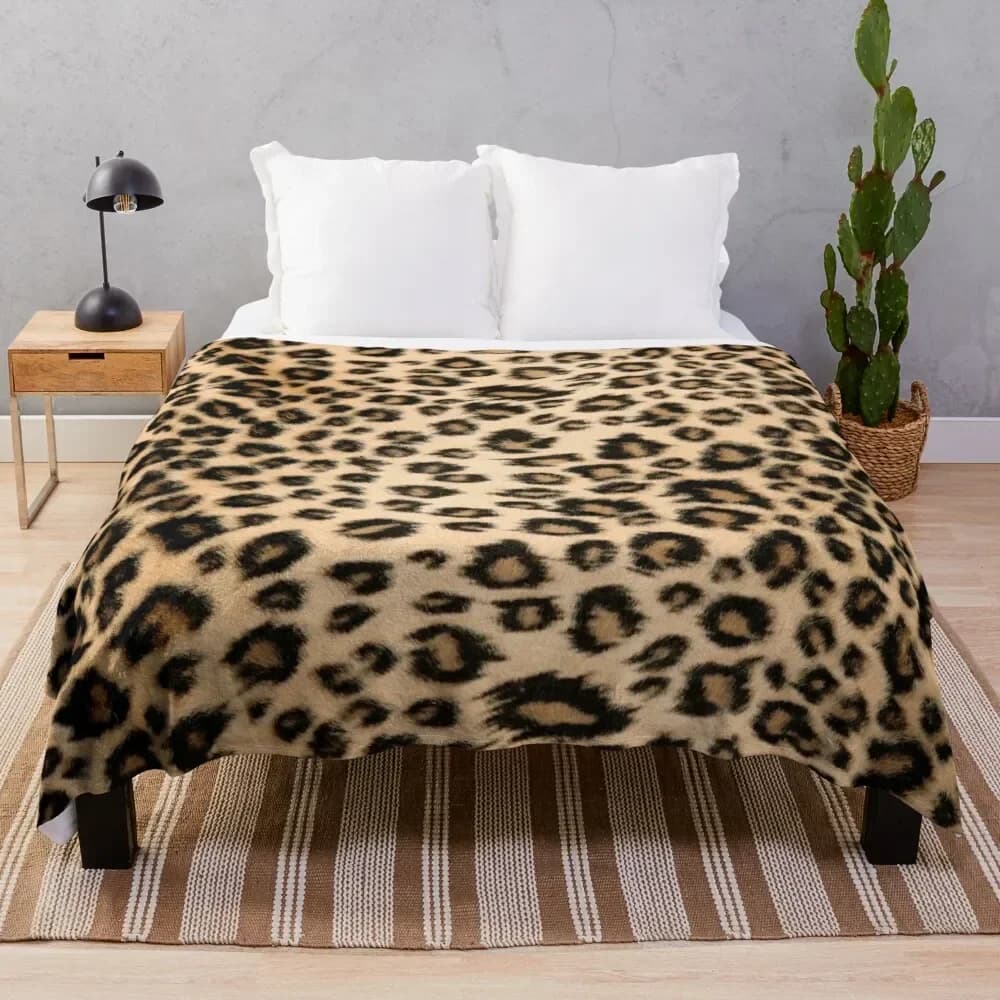 Coperta da tiro in pelliccia sintetica leopardata per coperte decorative per divani Coperte polari per capelli sottili