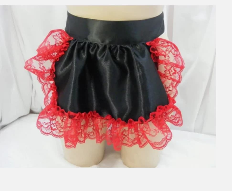 Sissy Satin Adult Baby Half Apron Fancydress Vintage Cameroon French Pinny Retro Can be customized in multiple colors