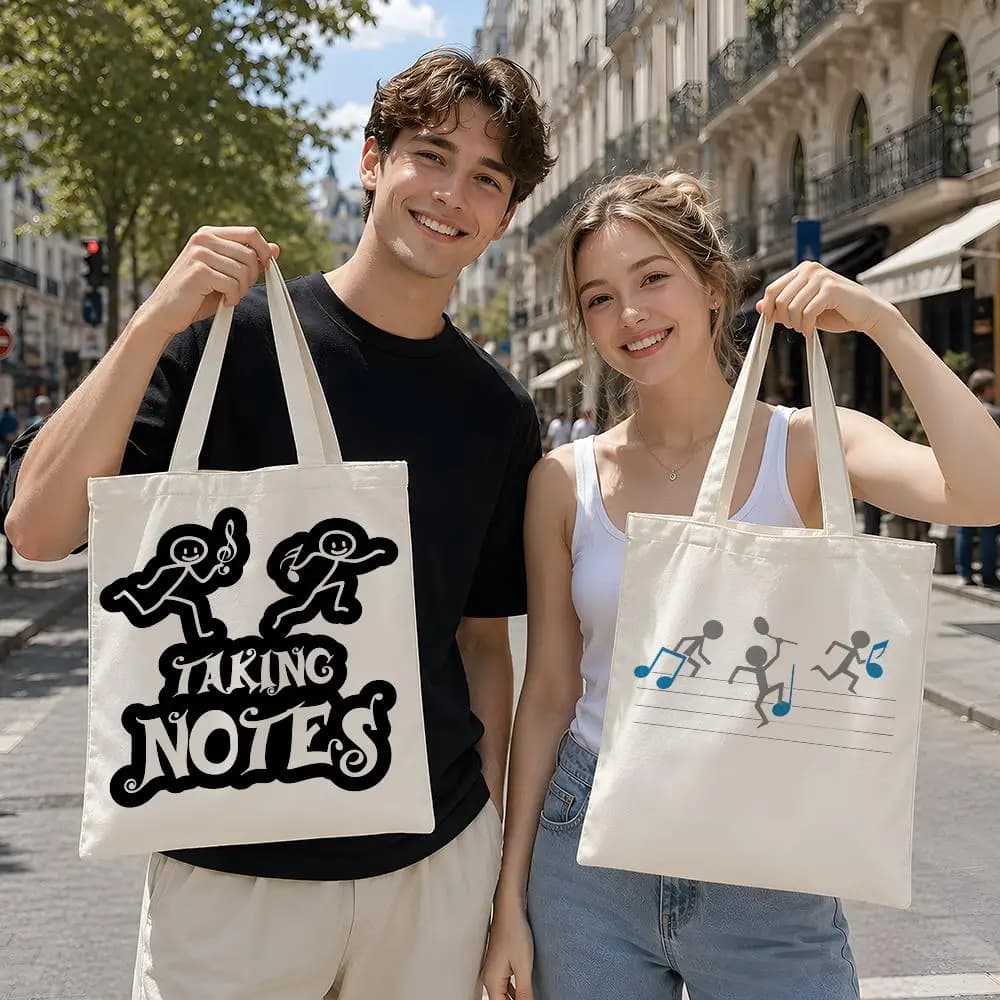 Art T-TAKING N-NOTES Storage Bags Reusable Canvas Tote Suitable for School Class Commuting Shopping as Gifts