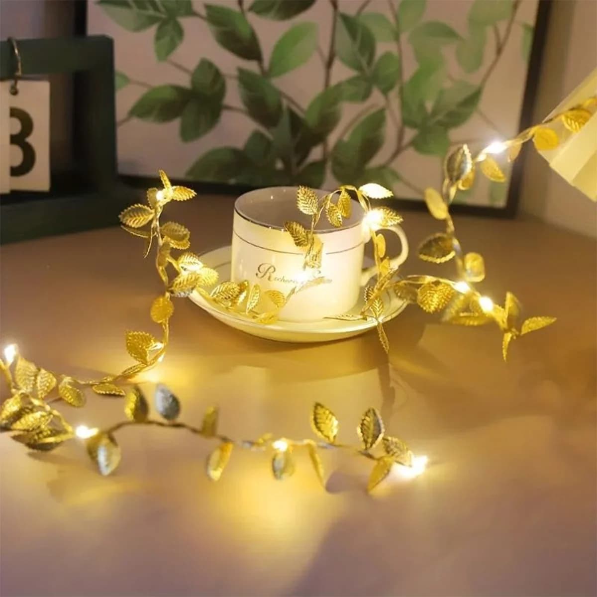 LED Fairy String Lights Flexible Copper Wire Leaf Design Warm White Battery Operated Romantic Decorative for Home Party