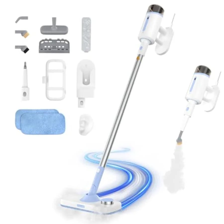 Pulitore a Vapore 10 in 1 con Vaporizzatore Portatile Staccabile per Pavimenti in Legno, Vestiti, Finestre, Piastrelle, Mobili, Tappeti - a Vapore