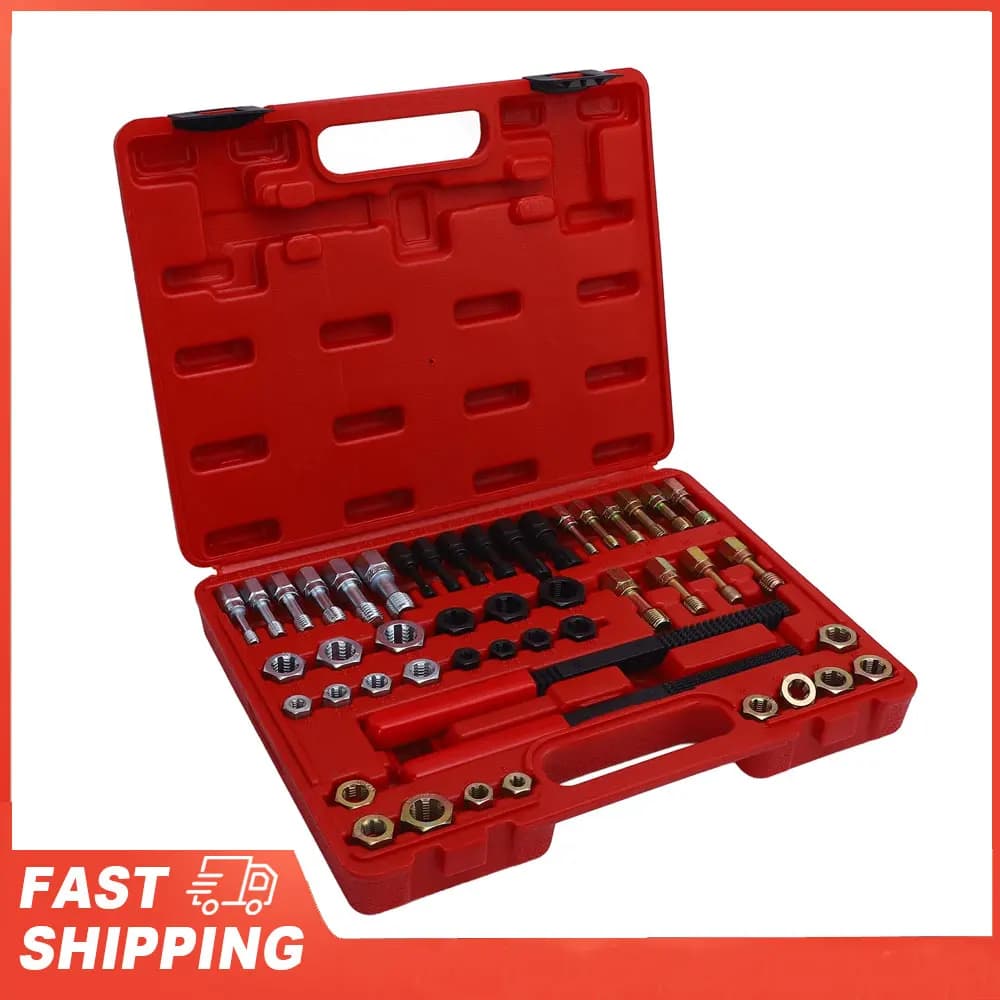 48 Piece Thread Chaser Set Metric and SAE Sizes 22 Taps 24 Dies 2 Thread Files Rethreading Tool Kit Thread Chaser Set