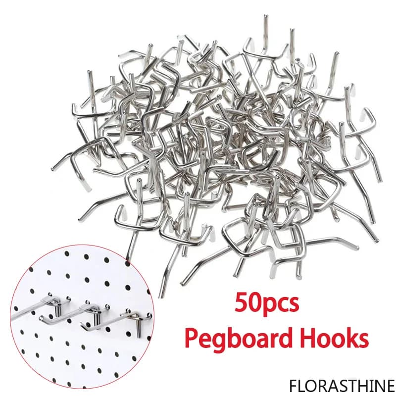 50PCS Peg Board Hooks Pegboard Hooks Garage Work Shop Display Storage Organization Storage Retail Store Hook Display Tools