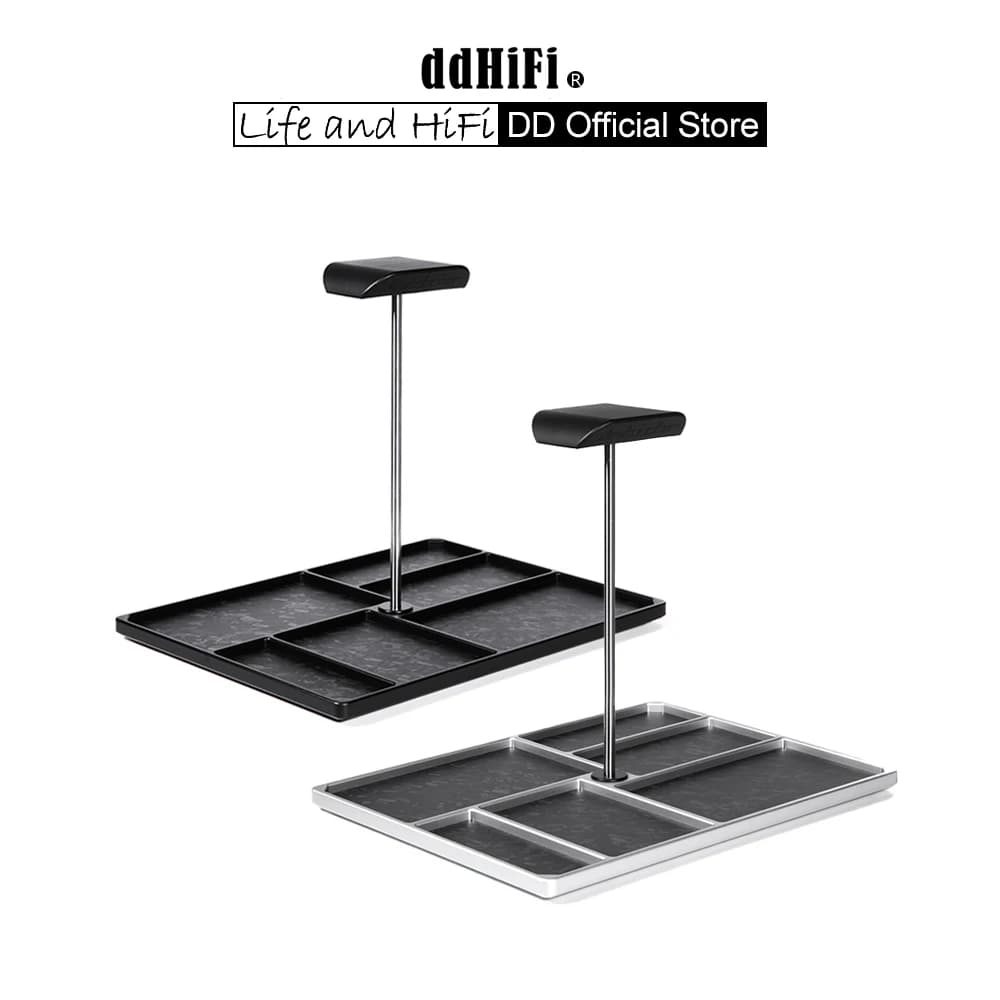DD ddHiFi × aboStudio HSEDC01 Set di stoccaggio | Piastra EDC e supporto per cuffie in alluminio e fibra di carbonio | Organizzatore compatto | Nero/Argento