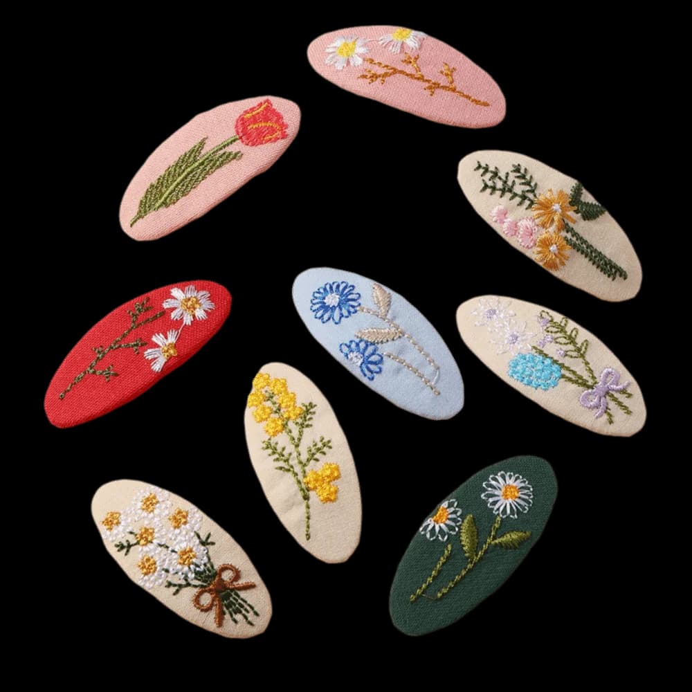Sweet Fabric Hair Clip Embroidery Leaf BB Clip Retro Korean Style Hair Pin Women