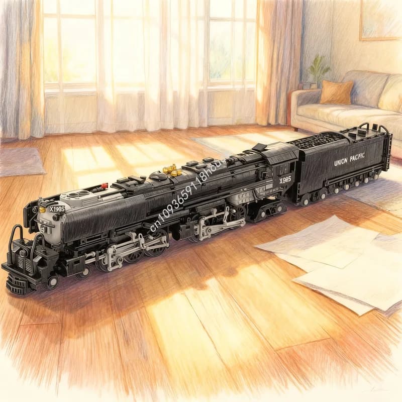 2094 Pezzi MOC Treno a Vapore Union Pacific Challenger, Modello in Blocchi da Costruzione, Idea Regalo Natalizio Educativo