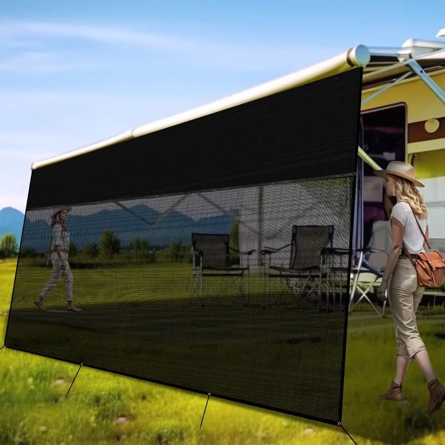 Tenda Parasole con Cerniera 9 x 153, in Oxford 600D con Rete Superiore e Fondo, Schermo Parasole per Tenda da Sole RV, Kit Completo per Ombreggiatura RV