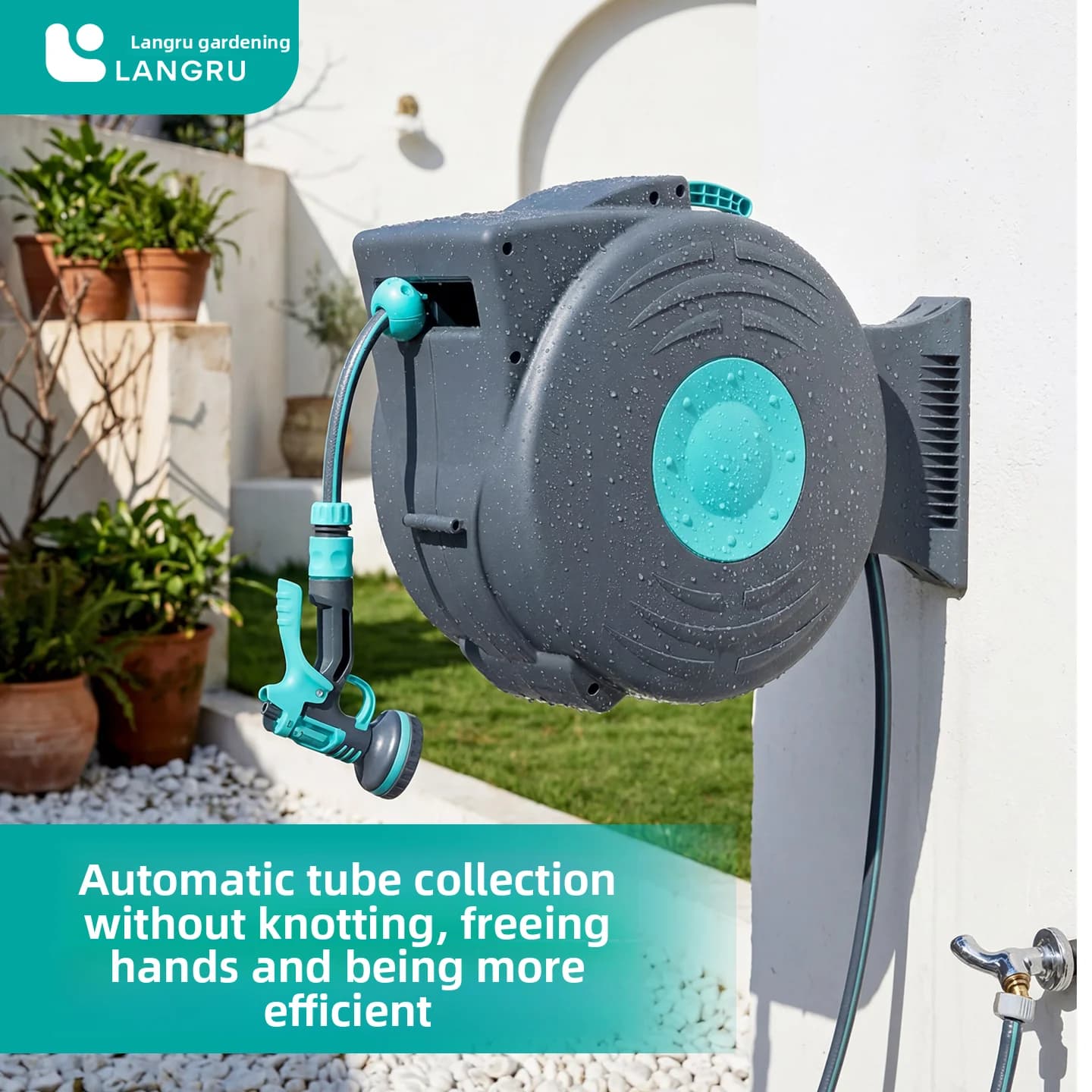 Tubo telescopico automatico per irrigazione fiori, pistola ad acqua a parete, tubo flessibile per irrigazione giardino automatica