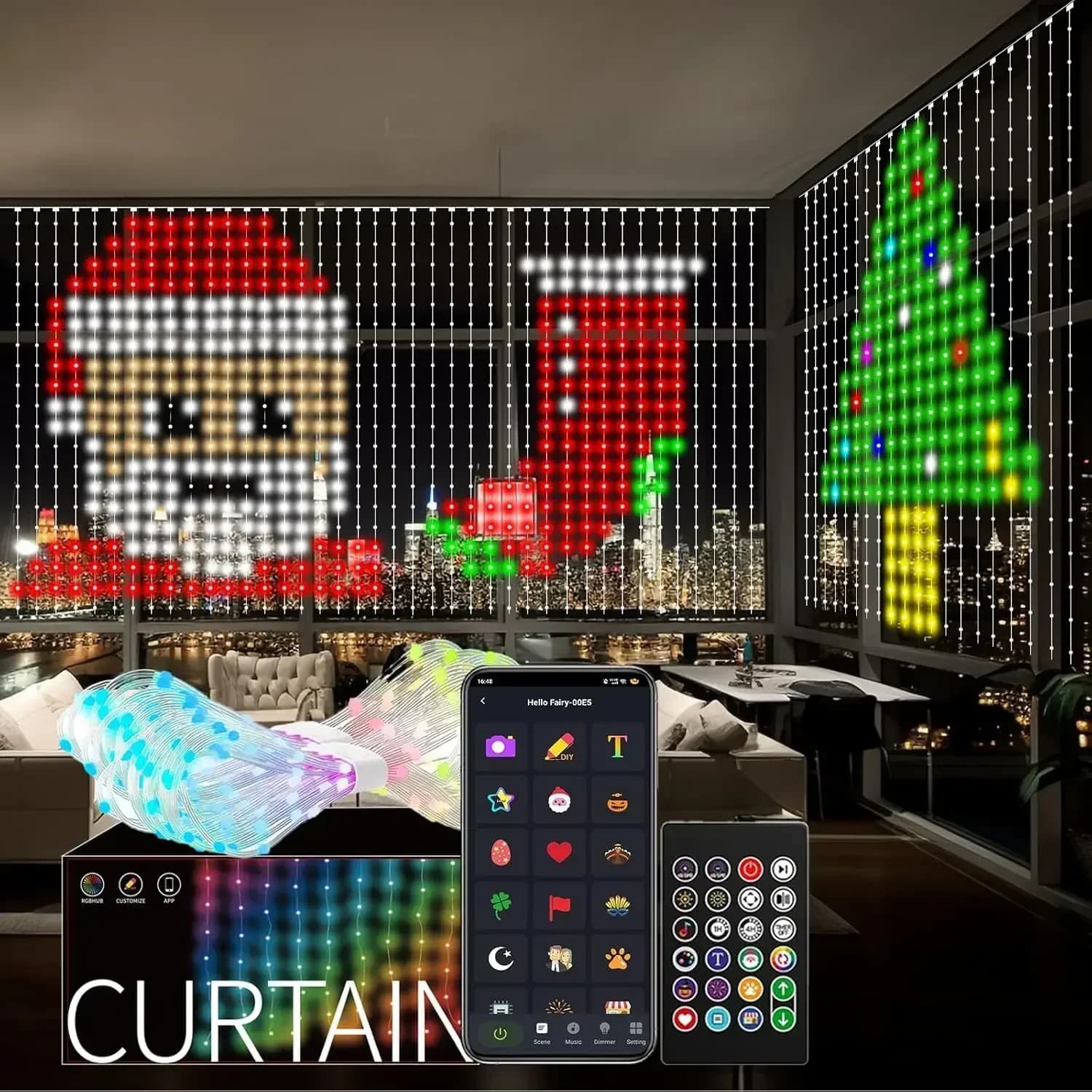 400 luci a corda per tende intelligenti a LED con telecomando per app, sincronizzazione musicale, lucine per tende natalizie per esterni