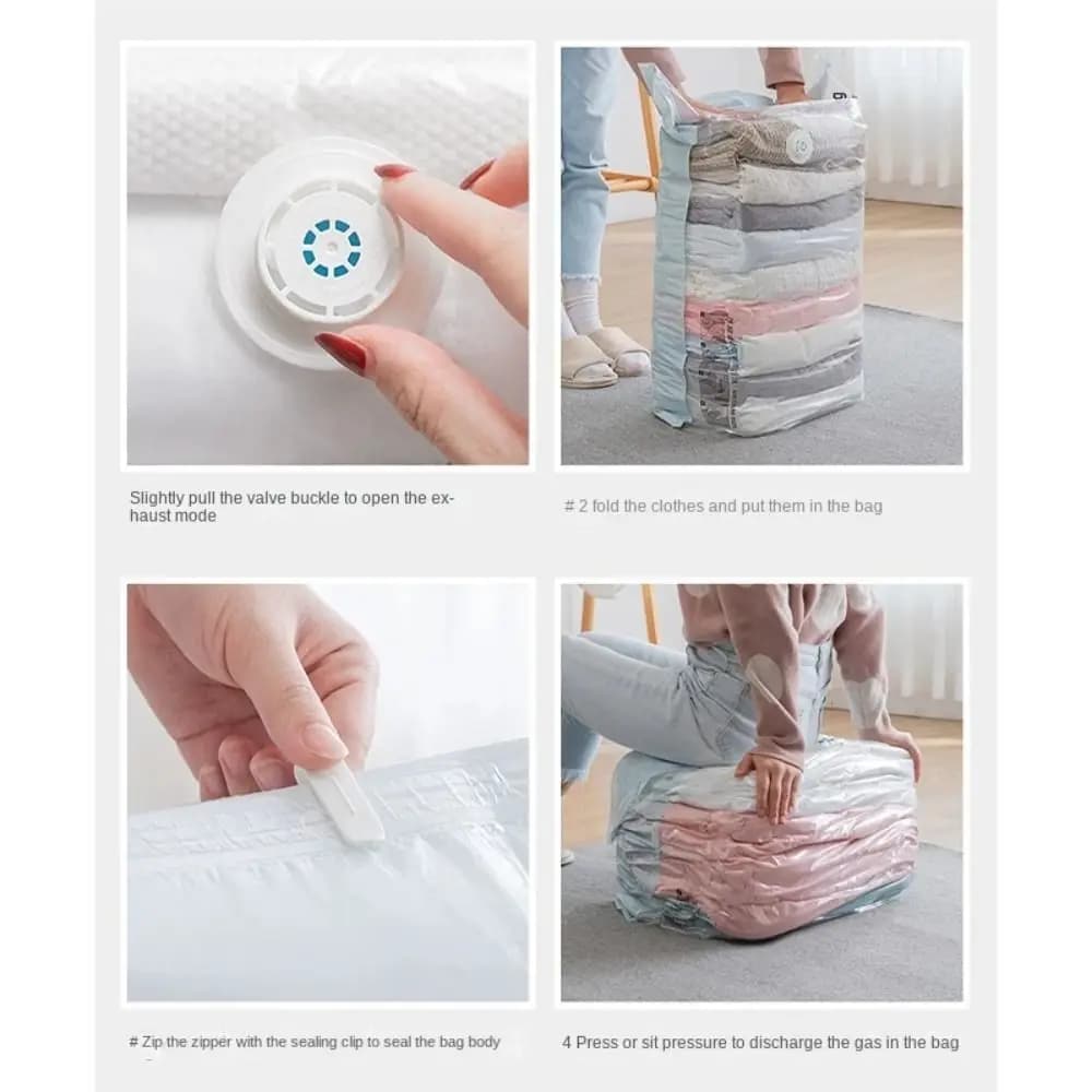 Press & Seal Vacuum Storage Bags Cube Compression Space Saving Storage Compression Bag Compression Desig Reusable
