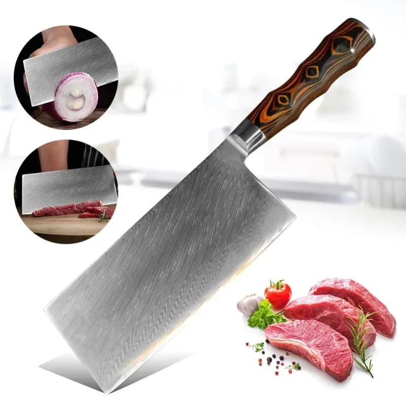 Damascus knife Steel cook knife Damascus Mannaia Tritare Meat Vegetables Kitchen knives Cutting tools Mannaia Wooden knife