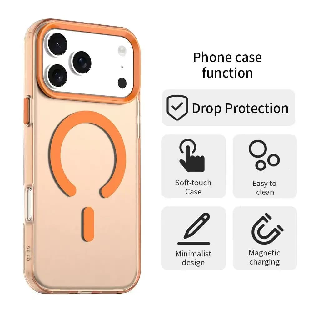 Per custodia di ricarica wireless Magsafe per iPhone 17 Pro Max 17Promax 17Pro Max Custodia arancione Custodia in acrilico trasparente per Apple iPhone Air