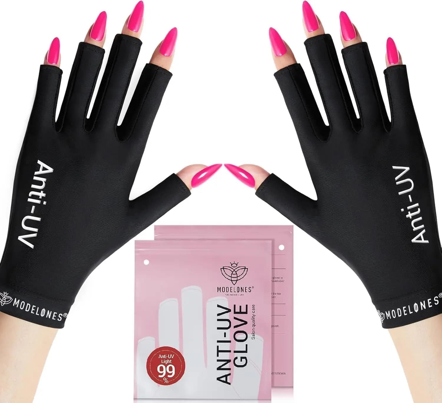 Guanti Professionali UV per Lampade per Unghie in Gel, Protezione UPF99+ in Nero - Sicuri e Durevoli