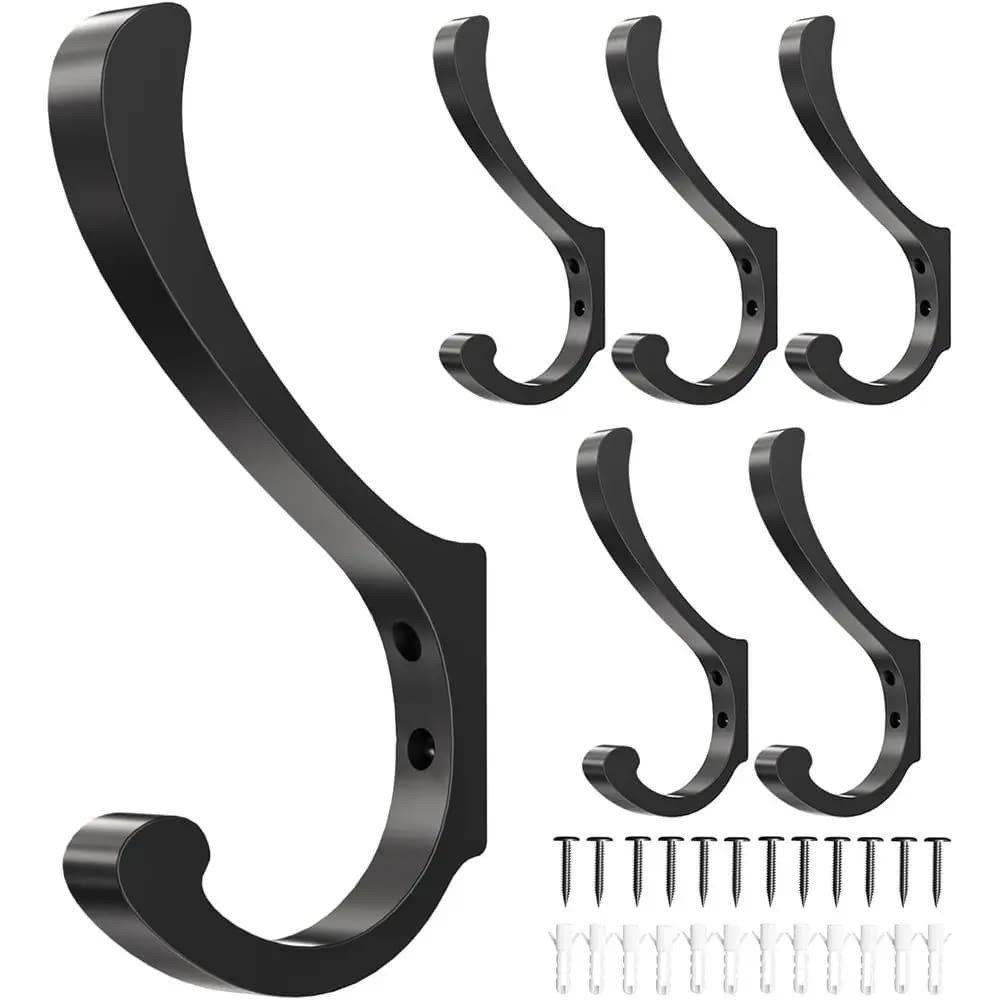 Wall Hanging Hooks - Resistant (30 pounds), Large Wall Hanging Hooks, Metal Hooks for Towels, Backpacks, Hats, Keys