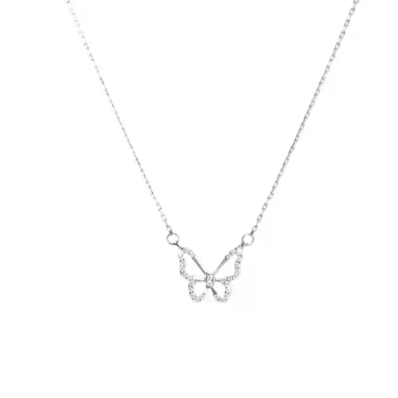 Silver Moonlight Stone Necklace Butterfly Shell Necklace For Women, Girls, Geometry Minimalism, Office Jewelrye Gift