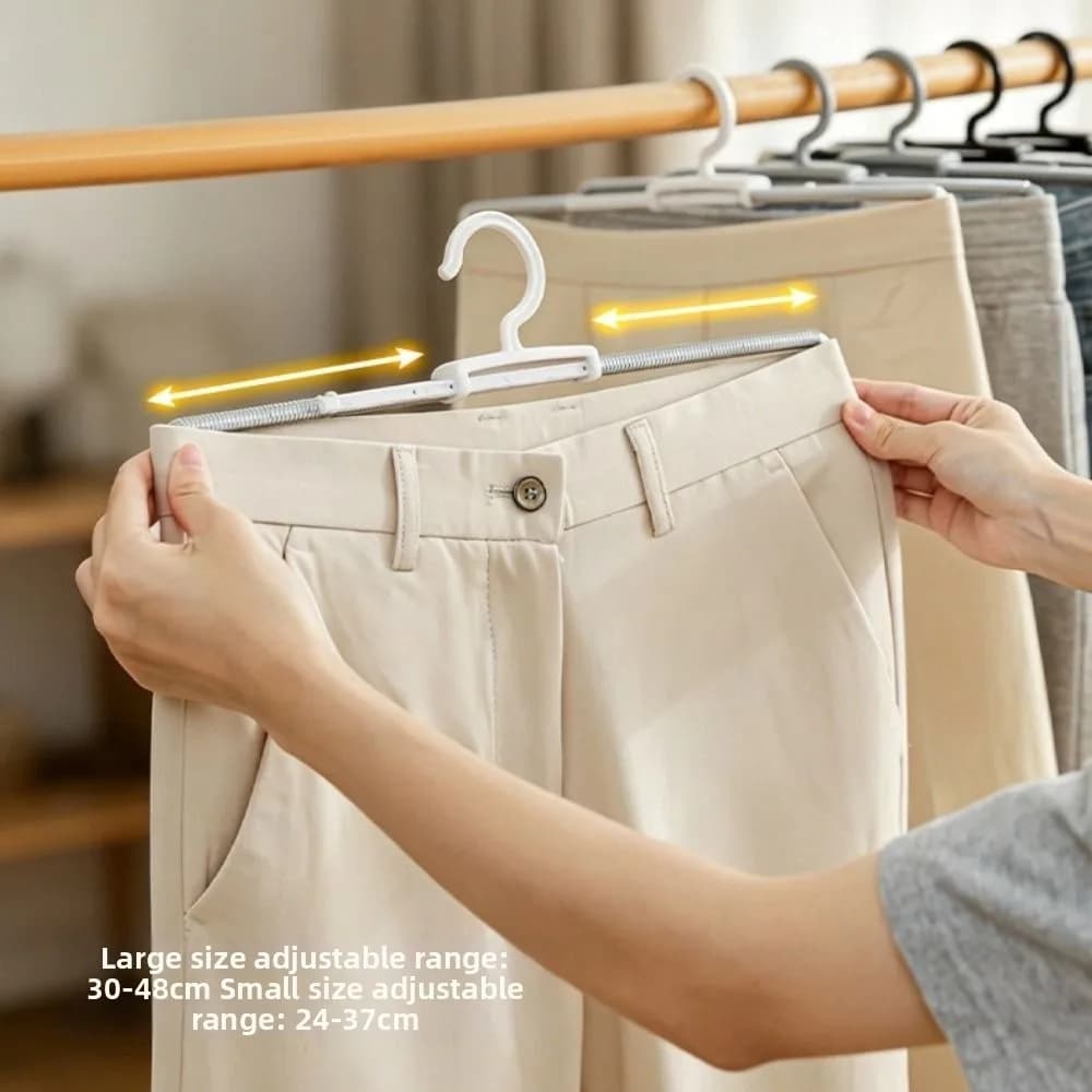 Durable Adjustable Trouser Hanger Spring Tension Thickened Spring Pants Rack Telescopic Structure Clothes Hanger Pants Storage