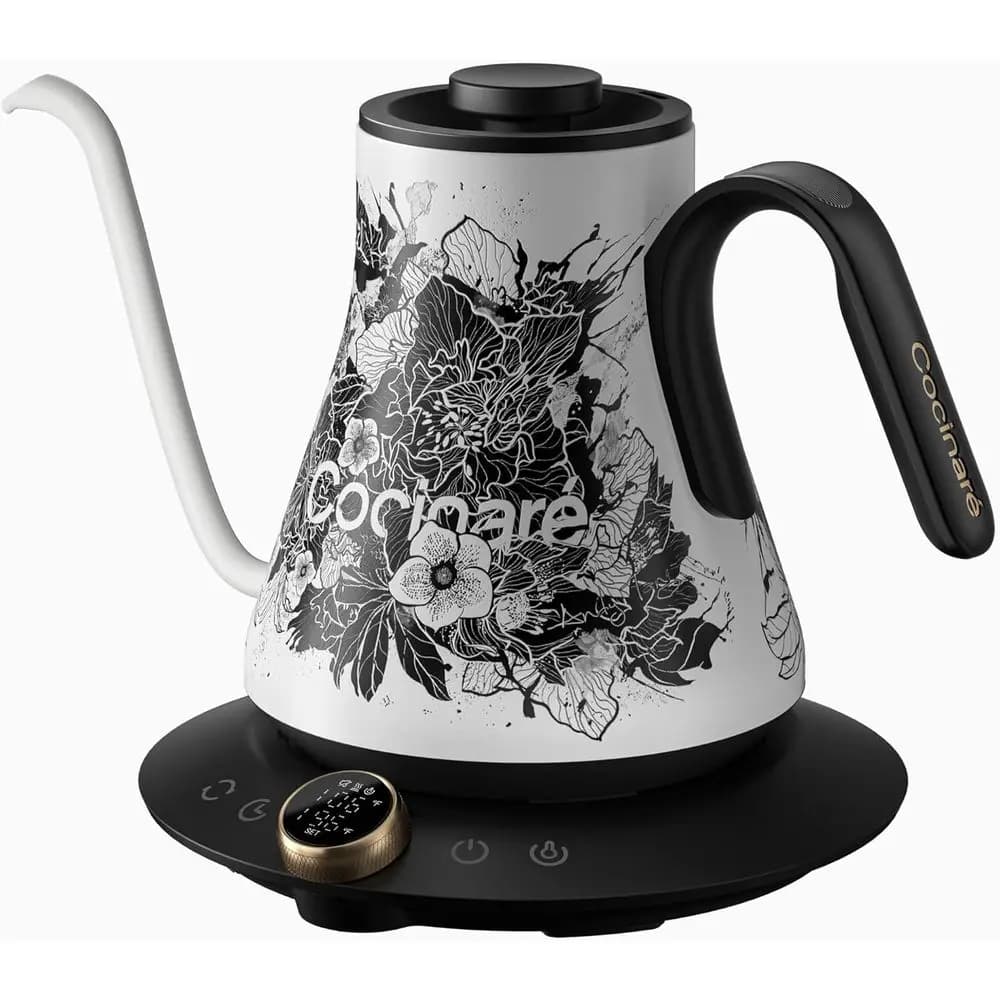 Bollitore elettrico Blossom: ±1 ℉ Controllo Accurato della Temperatura, Riscaldamento Rapido 1500W, Acciaio Inossidabile, 0,9L per Caffè e Tè Pour-Over