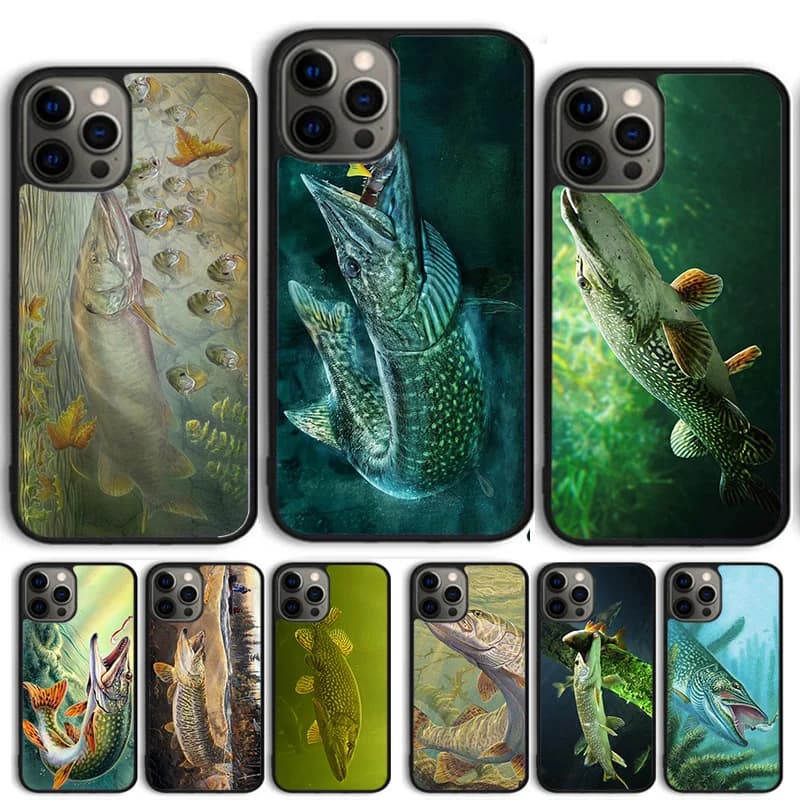 Luccio Pesca Esca Spinner Coque Shell Per iPhone 17 Air 15 16 14 13 12 Pro Max 11 Pro Max Plus Copertura Della Cassa Del Telefono
