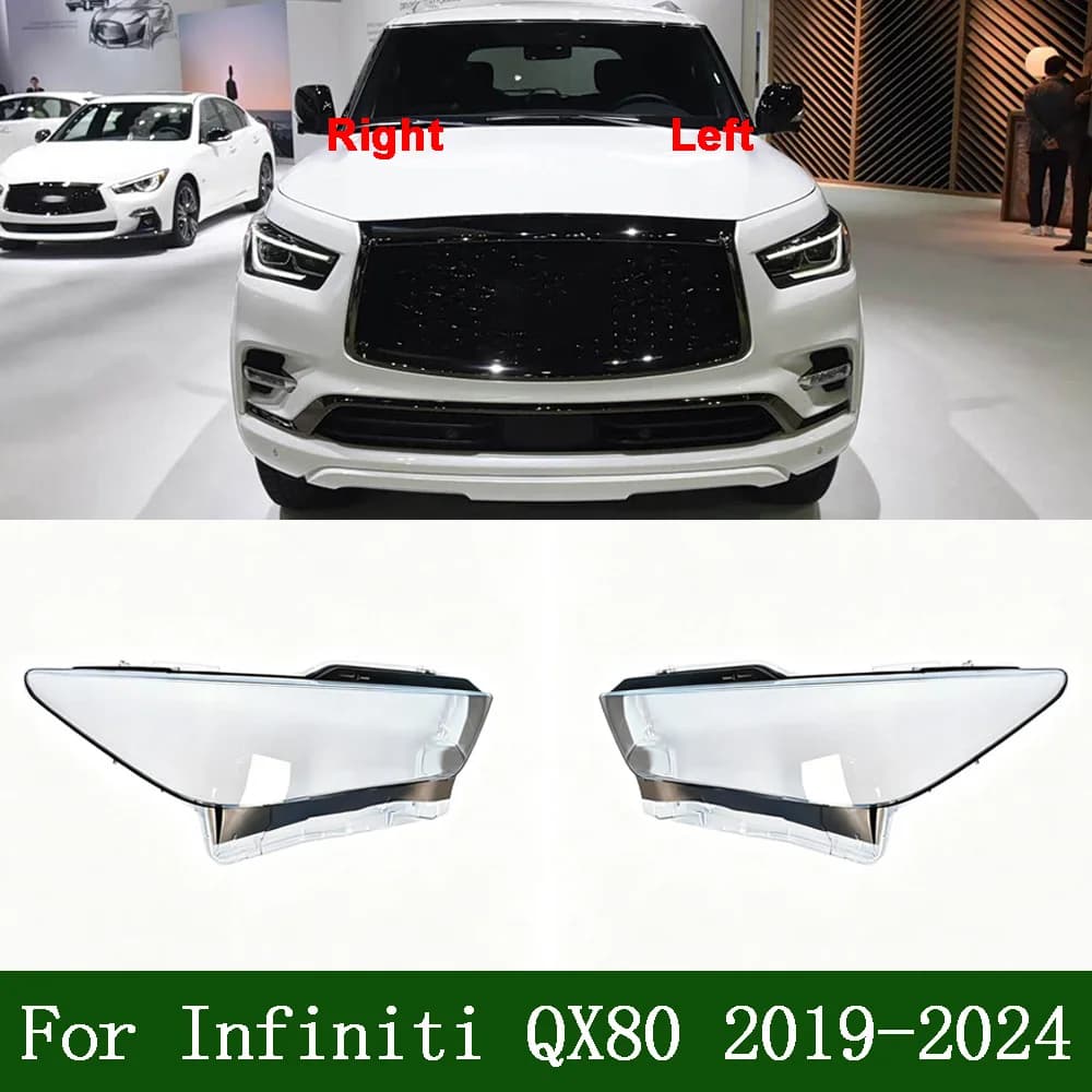 For Infiniti 2019 2020 2021-2024 QX80 Front Headlamp Cover Lamp Shade Headlight Shell Lens Plexiglass Replace Original Lampshade