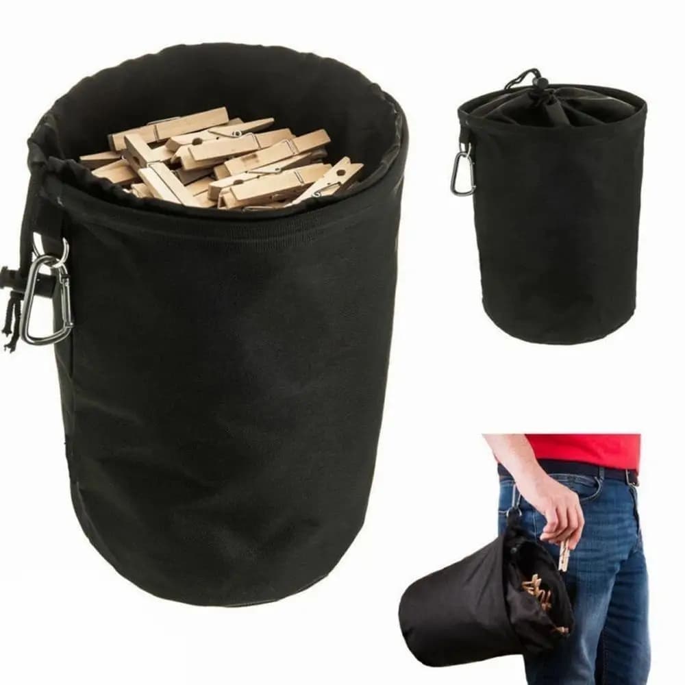 Portable bag for laundry springs, in Oxford fabric with bag holders with hook, spring basket for travel clothes