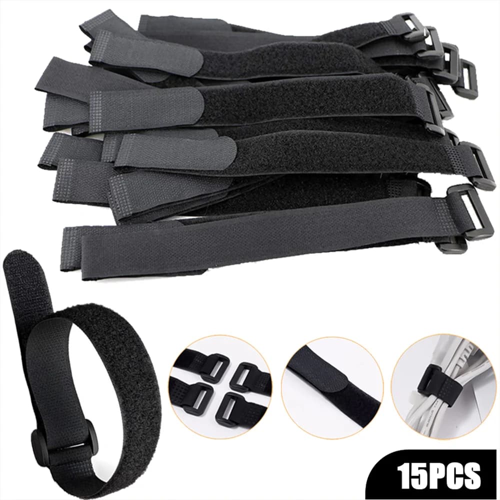 15 pz Autoadesiva Cavo Fibbia Inversa Cinghie Fascette In Nylon Fascette di Fissaggio Rilasciabile Fascetta Cinghia Linea Appiccicosa Finitura 2 cm