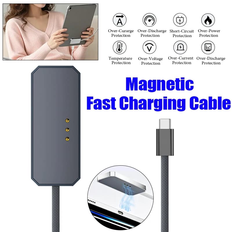 18W/35W Magnetic Wireless Charger with Overvoltage Protection for iPad Air 4/5 10.9" M4/M5 2024/2025 USB C Fast Charging Cable
