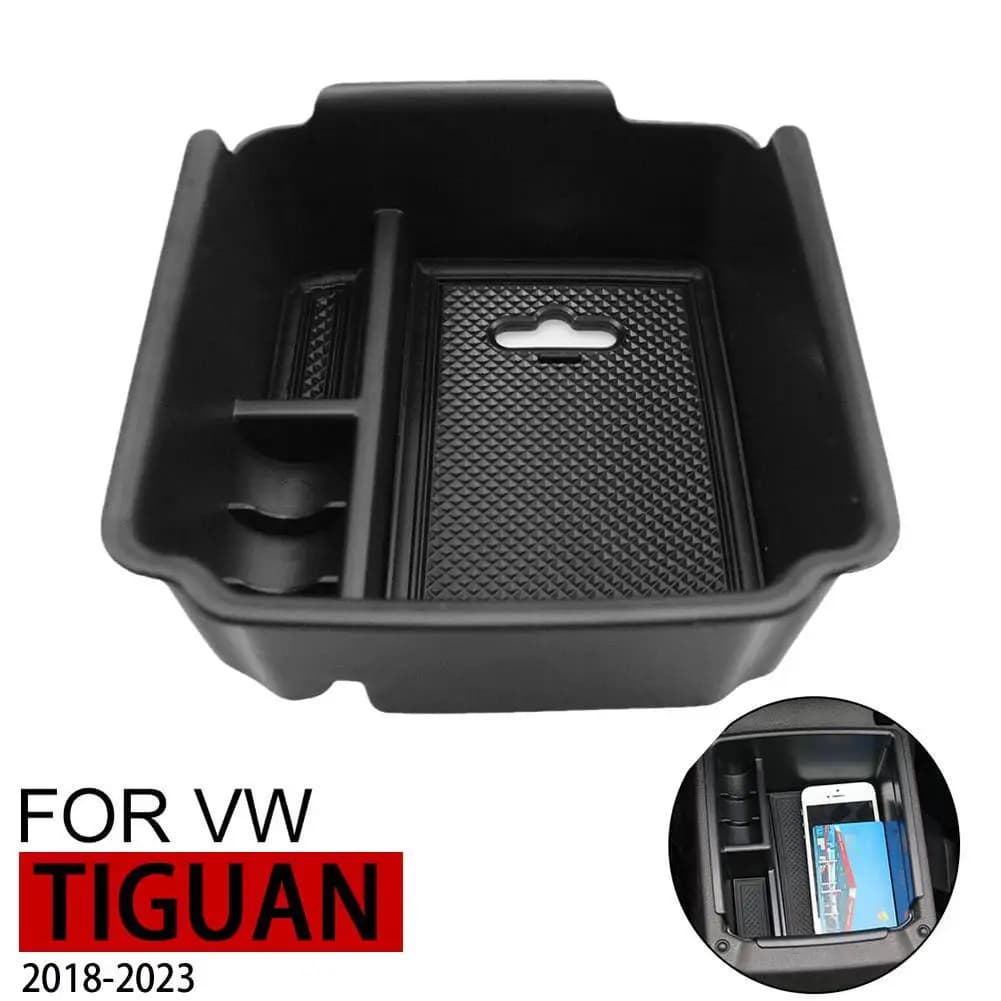 Scatola portaoggetti bracciolo console centrale auto adatta per VW Tiguan 2018-2023 vassoio organizzatore contenitore portaoggetti accessori interni