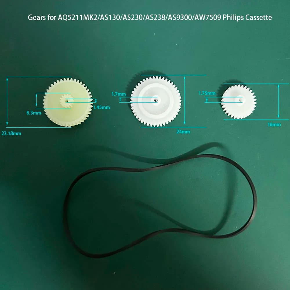 3-Piece Replacement Gear Set for Philips Cassette Deck Recorder AQ5211MK2/AS130/AS230/AS238/AS9300/AW7509