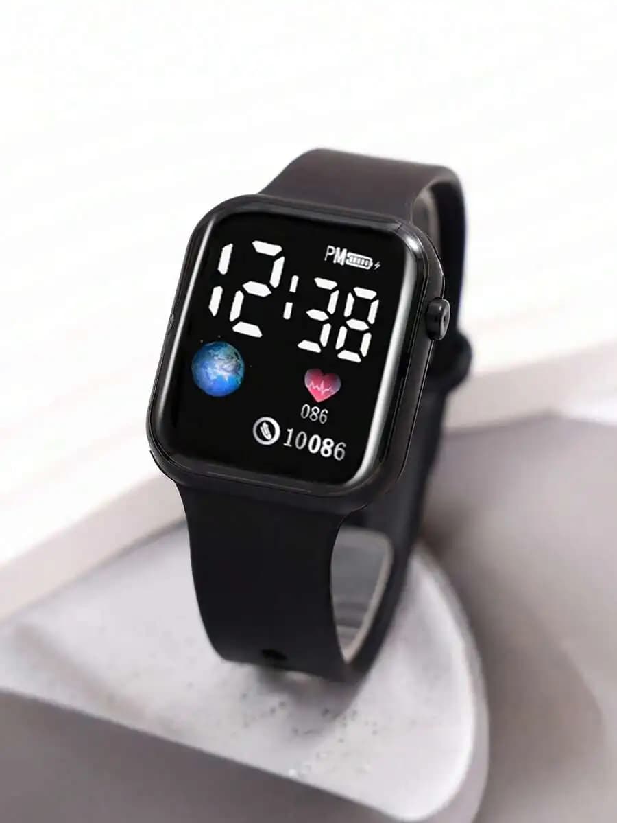 Orologio intelligente con display digitale a LED per donna con cardiofrequenzimetro e contapassi