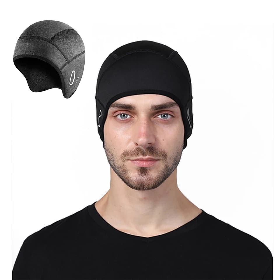 Berretto da ciclismo foro per occhiali casco invernale caldo sport all'aria aperta sci moto equitazione escursionismo cappello da bici copricapo antivento da uomo