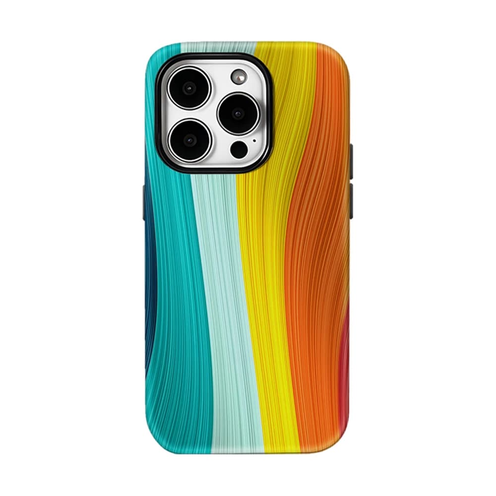 Custodia per telefono in fibra Rainbow per iPhone 17 16 15 14 13 Pro Max Plus, custodia rigida magnetica a strato singolo/doppio