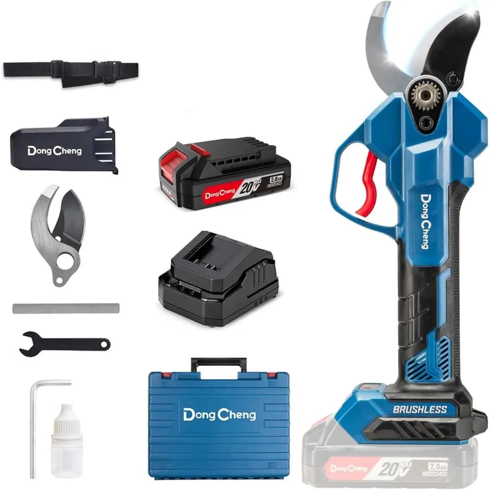 Cesoie elettriche da potatura senza spazzole da 20 V, 4 livelli di taglio fino a 35 mm, motore brushless professionale, batteria da 2,0 Ah, caricabatterie 2 A,