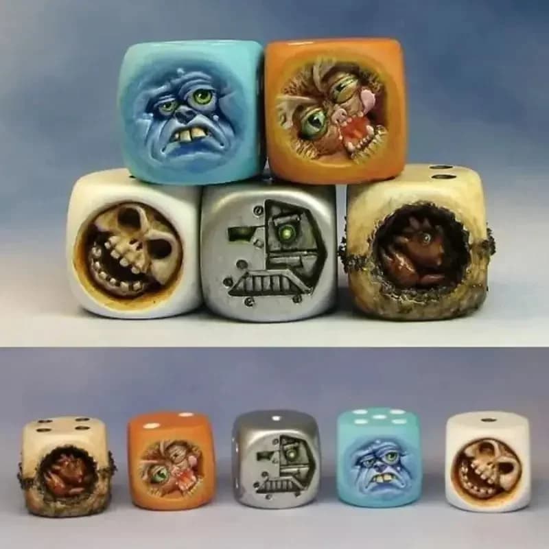 Set di dadi con faccia di mostro in resina Set di giochi da tavolo RPG da tavolo per Halloween per collezione di dadi Dungeons & Dragons TTRPG
