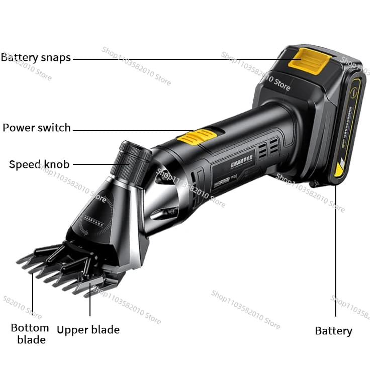 Forbici Elettriche a Batteria al Litio 21V, Tosatrice Rapida per Pecore, Forbici da Potatura Portatili in Metallo