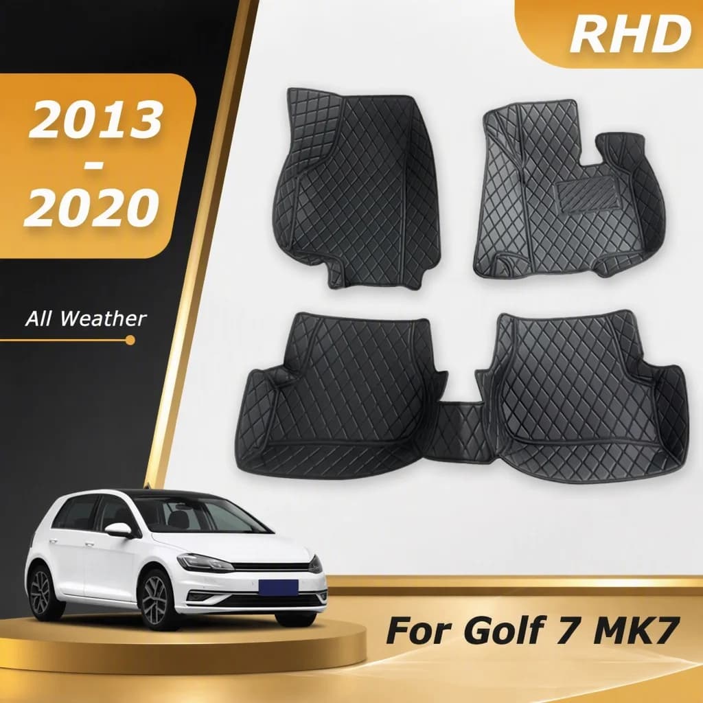 RHD Car Floor Mat For Volkswagen VW Golf 7 MK7 2013 2014 2015 2016 2017 2018 2019 2020 Leather Carpet Auto Interior Accessories